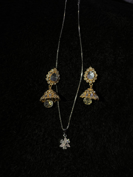 Groove Flower Pendant & Earrings Set